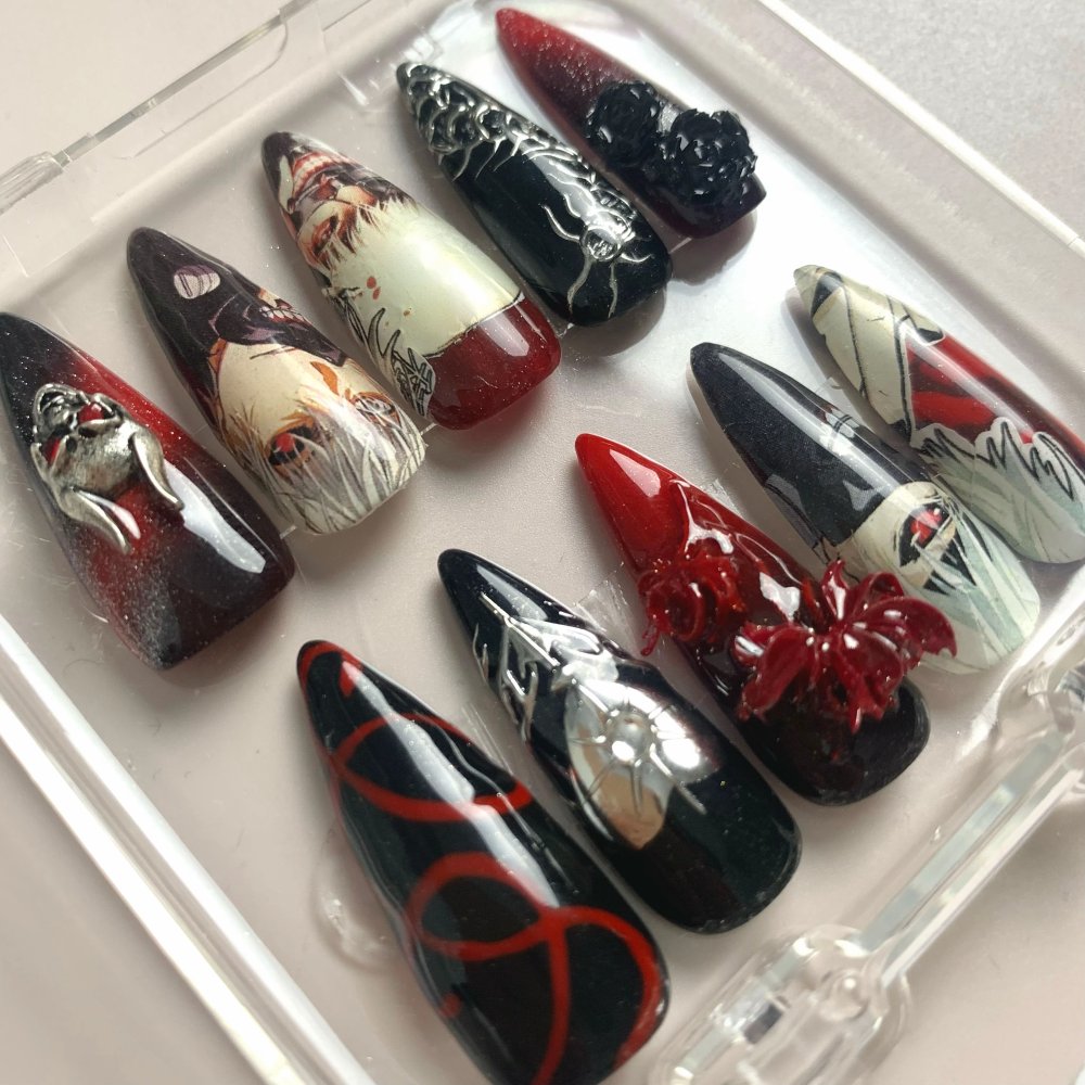 Tokyo Ghoul Kaneki Ken Inspired Anime Handmade Press-on Nails